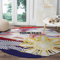 Personalised Philippines Sun Tattoo Round Carpet Feathers Filipinas Grunge Style White