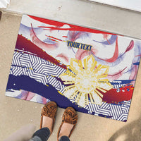 Personalised Philippines Sun Tattoo Rubber Doormat Feathers Filipinas Grunge Style White