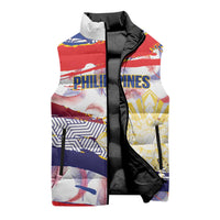 Personalised Philippines Sun Tattoo Sleeveless Puffer Jacket Feathers Filipinas Grunge Style White