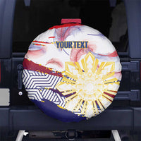 Personalised Philippines Sun Tattoo Spare Tire Cover Feathers Filipinas Grunge Style White