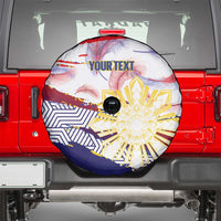 Personalised Philippines Sun Tattoo Spare Tire Cover Feathers Filipinas Grunge Style White