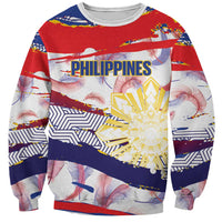 Personalised Philippines Sun Tattoo Sweatshirt Feathers Filipinas Grunge Style White