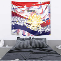 Personalised Philippines Sun Tattoo Tapestry Feathers Filipinas Grunge Style White