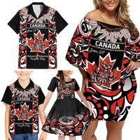 Canada National Aboriginal Day Family Matching Off Shoulder Short Dress and Hawaiian Shirt Canadian Indigenous Haida - Wonder Print Shop