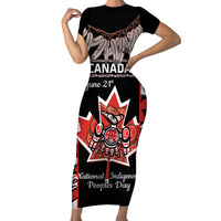 Canada National Aboriginal Day Short Sleeve Bodycon Dress Canadian Indigenous Haida - Wonder Print Shop