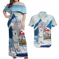 Greenland Couples Matching Off Shoulder Maxi Dress and Hawaiian Shirt Kalaallit Nunaat Polar Bear