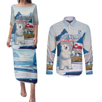 Greenland Couples Matching Puletasi and Long Sleeve Button Shirt Kalaallit Nunaat Polar Bear