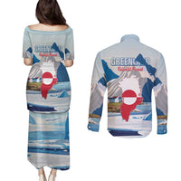 Greenland Couples Matching Puletasi and Long Sleeve Button Shirt Kalaallit Nunaat Polar Bear