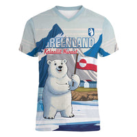 Greenland Women V-Neck T-Shirt Kalaallit Nunaat Polar Bear