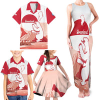 Kalaallit Nunaat Greenland Family Matching Tank Maxi Dress and Hawaiian Shirt Coat Of Arms Flag Style
