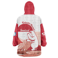 Kalaallit Nunaat Greenland Wearable Blanket Hoodie Coat Of Arms Flag Style