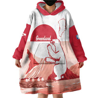 Kalaallit Nunaat Greenland Wearable Blanket Hoodie Coat Of Arms Flag Style