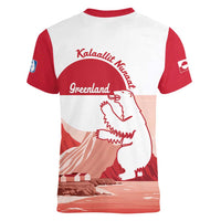 Kalaallit Nunaat Greenland Women V-Neck T-Shirt Coat Of Arms Flag Style