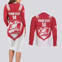 Custom Greenland Football Couples Matching Long Sleeve Bodycon Dress and Long Sleeve Button Shirt Come On Polar-Bamserne