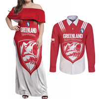 Custom Greenland Football Couples Matching Off Shoulder Maxi Dress and Long Sleeve Button Shirt Come On Polar-Bamserne