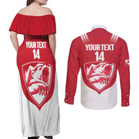 Custom Greenland Football Couples Matching Off Shoulder Maxi Dress and Long Sleeve Button Shirt Come On Polar-Bamserne