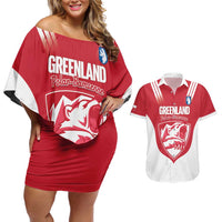 Custom Greenland Football Couples Matching Off Shoulder Short Dress and Hawaiian Shirt Come On Polar-Bamserne
