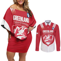 Custom Greenland Football Couples Matching Off Shoulder Short Dress and Long Sleeve Button Shirt Come On Polar-Bamserne