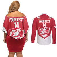 Custom Greenland Football Couples Matching Off Shoulder Short Dress and Long Sleeve Button Shirt Come On Polar-Bamserne