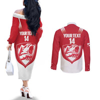 Custom Greenland Football Couples Matching Off The Shoulder Long Sleeve Dress and Long Sleeve Button Shirt Come On Polar-Bamserne