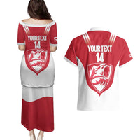 Custom Greenland Football Couples Matching Puletasi and Hawaiian Shirt Come On Polar-Bamserne