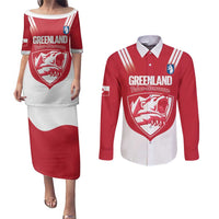 Custom Greenland Football Couples Matching Puletasi and Long Sleeve Button Shirt Come On Polar-Bamserne