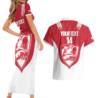 Custom Greenland Football Couples Matching Short Sleeve Bodycon Dress and Hawaiian Shirt Come On Polar-Bamserne