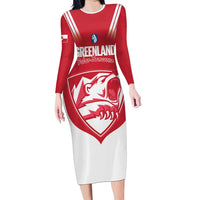 Custom Greenland Football Long Sleeve Bodycon Dress Come On Polar-Bamserne