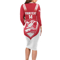 Custom Greenland Football Long Sleeve Bodycon Dress Come On Polar-Bamserne