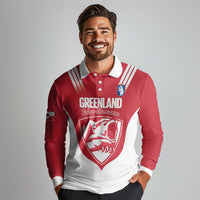 Custom Greenland Football Long Sleeve Polo Shirt Come On Polar-Bamserne