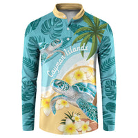 Cayman Islands Button Sweatshirt Sea Turtle Plumeria Tropical Vibes