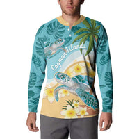 Cayman Islands Button Sweatshirt Sea Turtle Plumeria Tropical Vibes