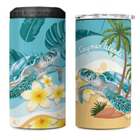 Cayman Islands 4 in 1 Can Cooler Tumbler Sea Turtle Plumeria Tropical Vibes