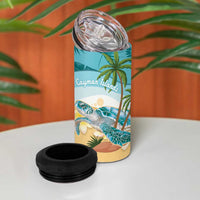 Cayman Islands 4 in 1 Can Cooler Tumbler Sea Turtle Plumeria Tropical Vibes