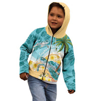 Cayman Islands Kid Hoodie Sea Turtle Plumeria Tropical Vibes