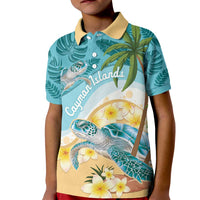 Cayman Islands Kid Polo Shirt Sea Turtle Plumeria Tropical Vibes
