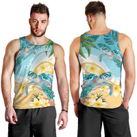 Cayman Islands Men Tank Top Sea Turtle Plumeria Tropical Vibes