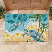 Cayman Islands Rubber Doormat Sea Turtle Plumeria Tropical Vibes