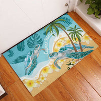 Cayman Islands Rubber Doormat Sea Turtle Plumeria Tropical Vibes