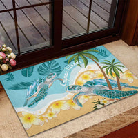 Cayman Islands Rubber Doormat Sea Turtle Plumeria Tropical Vibes