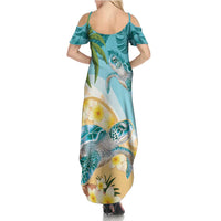 Cayman Islands Summer Maxi Dress Sea Turtle Plumeria Tropical Vibes
