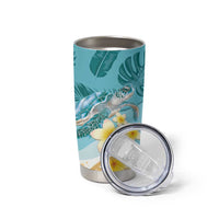 Cayman Islands Tumbler Cup Sea Turtle Plumeria Tropical Vibes
