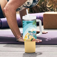 Cayman Islands Tumbler With Handle Sea Turtle Plumeria Tropical Vibes
