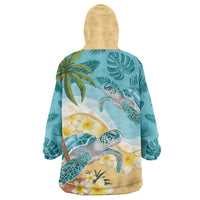 Cayman Islands Wearable Blanket Hoodie Sea Turtle Plumeria Tropical Vibes