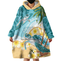 Cayman Islands Wearable Blanket Hoodie Sea Turtle Plumeria Tropical Vibes