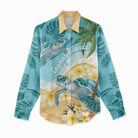 Cayman Islands Women Casual Shirt Sea Turtle Plumeria Tropical Vibes