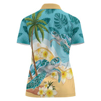 Cayman Islands Women Polo Shirt Sea Turtle Plumeria Tropical Vibes