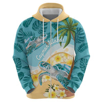Cayman Islands Zip Hoodie Sea Turtle Plumeria Tropical Vibes