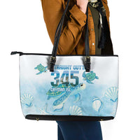 Cayman Islands 345 Leather Tote Bag Sea Turtle Watercolor Style