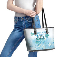 Cayman Islands 345 Leather Tote Bag Sea Turtle Watercolor Style